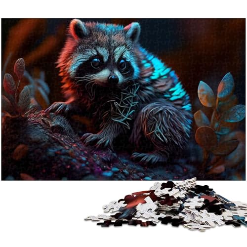 1000 teiliges Puzzle mit Tier Waschbären Puzzle für Erwachsene Holzpuzzle anspruchsvolles Spiel 1000 Teile (75 x 50 cm) von zouxangzz