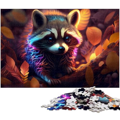 1000 teiliges Puzzle mit Tier Waschbären Puzzle für Erwachsene Holzpuzzle anspruchsvolles Spiel 1000 Teile (75 x 50 cm) von zouxangzz