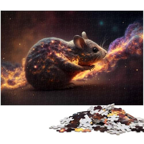 1000 teiliges Puzzle mit Tiermaus Motiv Holzpuzzle Lernspiele Heimdekoration (Größe 75 x 50 cm) von zouxangzz