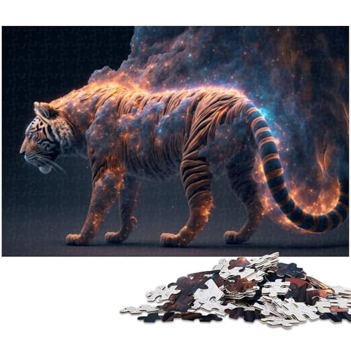 1000 teiliges Puzzle mit Tiermotiven Tiger Holzpuzzle Lernspiele Heimdekoration (Größe 75 x 50 cm) von zouxangzz