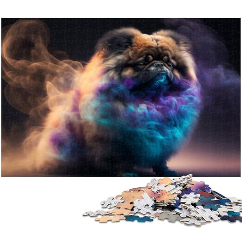 1000 teiliges Puzzle mit Tiermotiven des Pekingesen Papierpuzzle Lernspiele Heimdekoration (Größe 38 x 26 cm) von zouxangzz
