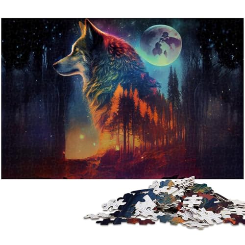 1000 teiliges Puzzle mit Tierwolf Puzzle Holzpuzzle Lernspiele Heimdekoration 1000 Teile (75 x 50 cm) von zouxangzz