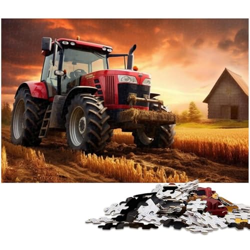1000 teiliges Puzzle mit Traktoren für Kinder Holzpuzzle Lernspiele für Erwachsene (Größe 75 x 50 cm) von zouxangzz