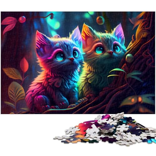 1000 teiliges Puzzle mit bunten Katzen Holzpuzzle Lernspiele Heimdekoration (Größe 75 x 50 cm) von zouxangzz