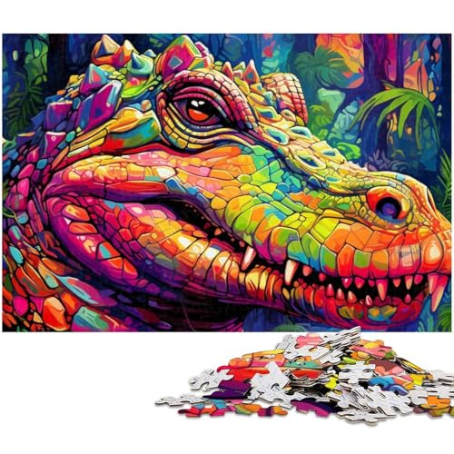 1000 teiliges Puzzle mit bunten Nilkrokodilen Holzpuzzle Lernspiele Heimdekoration (Größe 75 x 50 cm) von zouxangzz