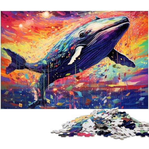 1000 teiliges Puzzle mit bunten Walen Papierpuzzle Lernspiele Heimdekoration (Größe 38 x 26 cm) von zouxangzz