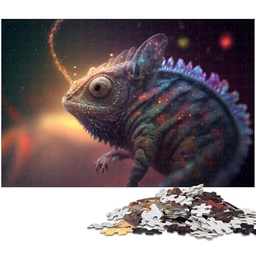 1000 teiliges Puzzle mit dem Geistertier Chamäleon Holzpuzzle Lernspiele Heimdekoration (Größe 75 x 50 cm) von zouxangzz
