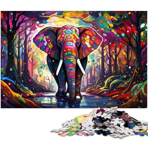 1000 teiliges Puzzle mit psychedelischen Elefanten Papierpuzzle Lernspiele Heimdekoration (Größe 38 x 26 cm) von zouxangzz