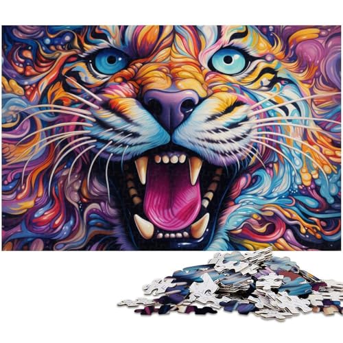 1000 teiliges Puzzle mit psychedelischen Tiertiger Puzzles Holzpuzzles Lernspiele Heimdekoration (Größe 75 x 50 cm) von zouxangzz