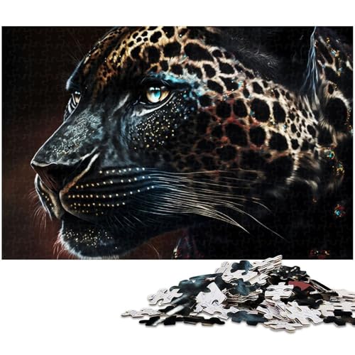 1000 teiliges Puzzle mit schwarzem Leopardenmuster Holzpuzzle Lernspiele Heimdekoration 1000 Teile (75 x 50 cm) von zouxangzz