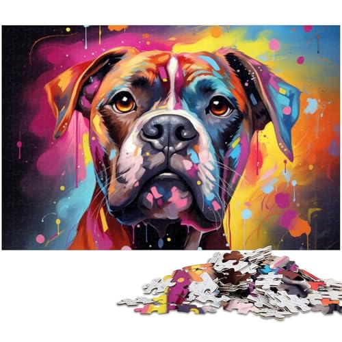 1000 teiliges Puzzle mit süßem Boxerwelpen Holzpuzzle Lernspiele Heimdekoration 1000 Teile (75 x 50 cm) von zouxangzz