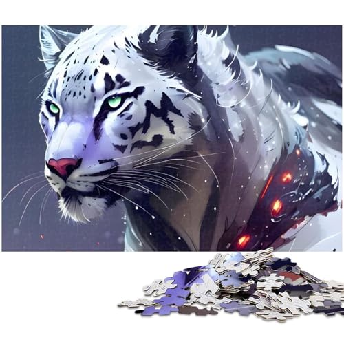 1000 teiliges Puzzle mit weißem Leopardenmuster Holzpuzzle Lernspiele Heimdekoration (Größe 75 x 50 cm) von zouxangzz