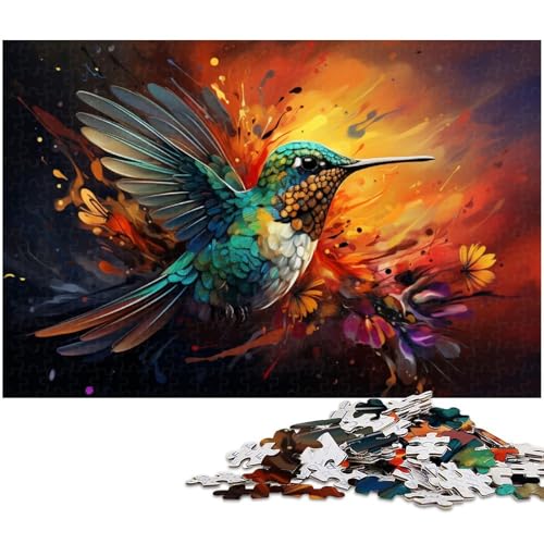 1000 teiliges Puzzle psychedelisch farbenfroh Kolibri Holzpuzzle Lernspiele Heimdekoration 1000 Teile (75 x 50 cm) von zouxangzz