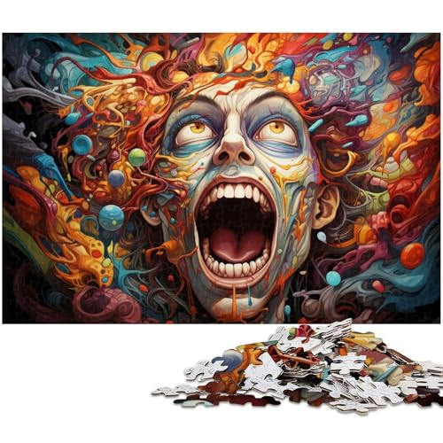 1000 teiliges Puzzle psychedelisches Farbgesichtspuzzle für Erwachsene Holzpuzzle anspruchsvolles Spiel 1000 Teile (75 x 50 cm) von zouxangzz