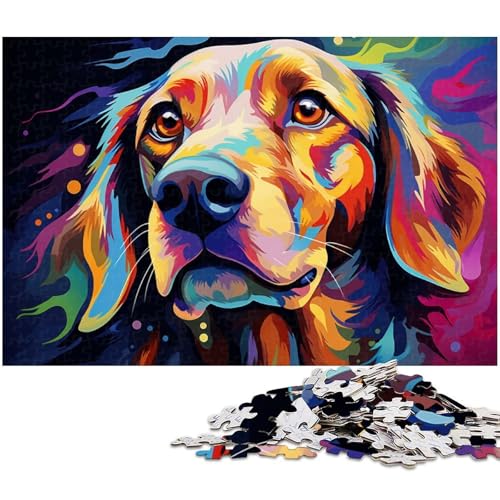 1000 teiliges Puzzle psychedelisches Farbhunde Puzzle für Erwachsene Holzpuzzle Familiendekoration 1000 PCS (75 x 50 cm) von zouxangzz