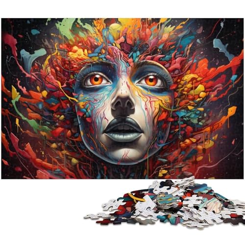1000 teiliges Puzzle psychedelisches Farbmädchen Puzzle für Erwachsene Holzpuzzle für Sommerliebhaber 1000 Teile (75 x 50 cm) von zouxangzz