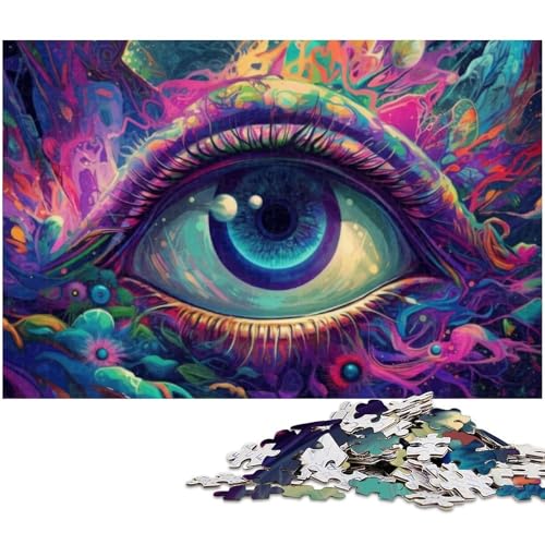 1000 teiliges Puzzle psychedelisches drittes Auge Puzzle für Erwachsene Holzpuzzle anspruchsvolles Spiel (Größe 75 x 50 cm) von zouxangzz