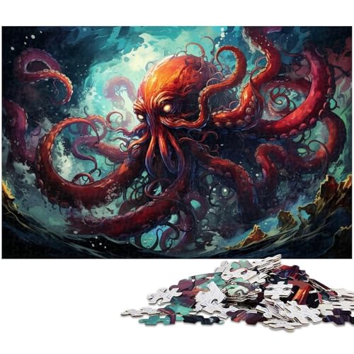 1000 teiliges Puzzle psychedelisches farbenfrohes Oktopus Kunstpuzzle für Erwachsene Holzpuzzle anspruchsvolles Spiel 1000 Teile (75 x 50 cm) von zouxangzz