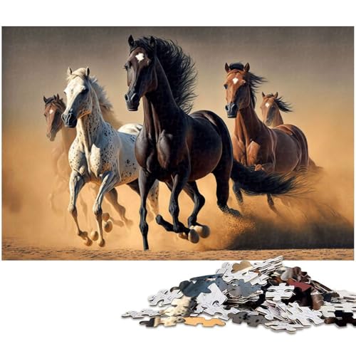1000 teiliges Puzzle schöne laufende Pferde Puzzle für Kinder Holzpuzzle Lernspiele für Erwachsene 1000 Teile (75 x 50 cm) von zouxangzz