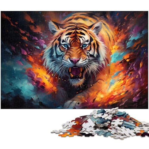 1000 teiliges Puzzle wütender gewalttätiger Tiger Puzzle für Kinder Holzpuzzle Lernspiele für Erwachsene 1000 Teile (75 x 50 cm) von zouxangzz