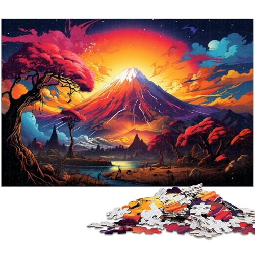 1000 teiliges Puzzle wunderschönes farbenfrohes Vulkan Puzzle für Erwachsene Holzpuzzle für Sommerliebhaber 1000 Teile (75 x 50 cm) von zouxangzz