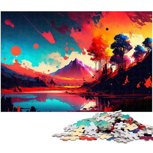1000 teiliges Puzzlespiel „Bunte Berge Puzzle für Kinder Holzpuzzle (Größe 75 x 50 cm) von zouxangzz
