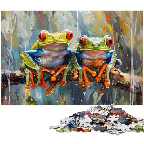 1000 teiliges Puzzlespiel Bunte Frosch Puzzles für Kinder Holzpuzzle (Größe 75 x 50 cm) von zouxangzz