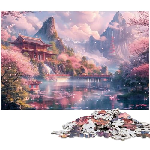 1000 teiliges Puzzlespiel Bunte Kirschblüten Puzzles für Kinder Holzpuzzle (Größe 75 x 50 cm) von zouxangzz