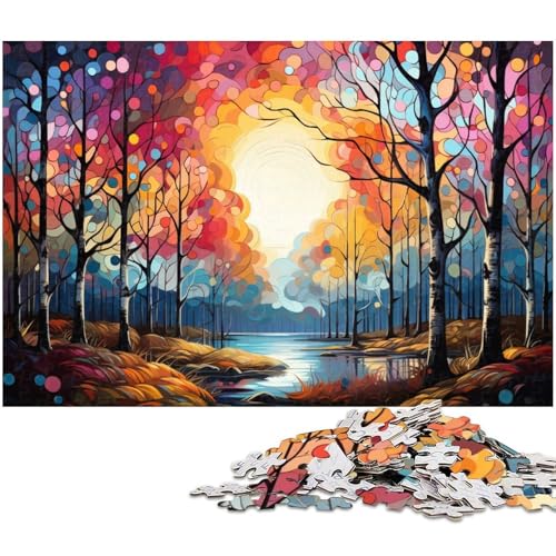 1000 teiliges Puzzlespiel Die farbenfrohe Psychedelia der arktischen Birke Puzzle für Kinder Holzpuzzle 1000 Teile (75 x 50 cm) von zouxangzz