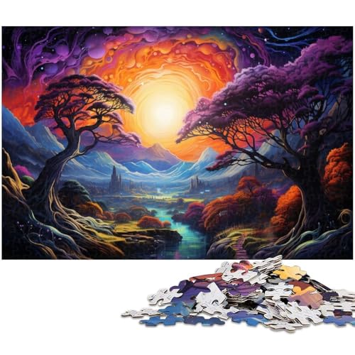 1000 teiliges Puzzlespiel Die farbenfrohe Psychedelia des Nara Parks Puzzle für Kinder Holzpuzzle 1000 Teile (75 x 50 cm) von zouxangzz