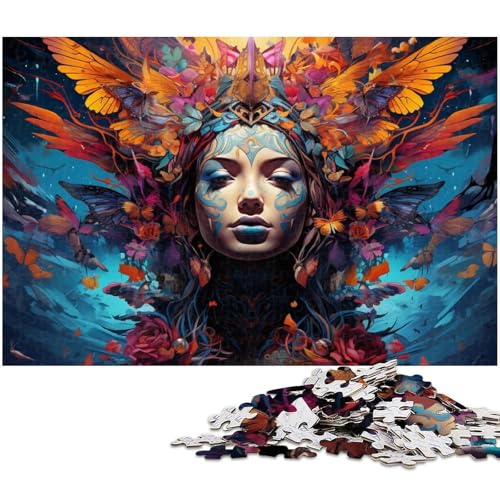 1000 teiliges Puzzlespiel Die farbenfrohe Psychedelie des weiblichen Buddha Puzzle für Kinder Papierpuzzle 1000 Teile (38 x 26 cm) von zouxangzz