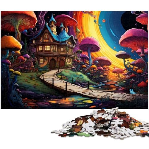 1000 teiliges Puzzlespiel Fantasie buntes Pilzhaus Puzzle für Kinder Holzpuzzle 1000 Teile (75 x 50 cm) von zouxangzz
