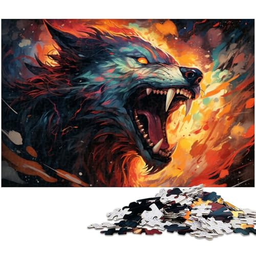 1000 teiliges Puzzlespiel Farbe Fantasie gewalttätiger Wolf Puzzles für Kinder Holzpuzzle 1000 PCS (75 x 50 cm) von zouxangzz
