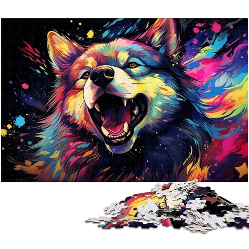 1000 teiliges Puzzlespiel Farbmalerei Hunde Puzzles für Kinder Holzpuzzle 1000 Teile (75 x 50 cm) von zouxangzz