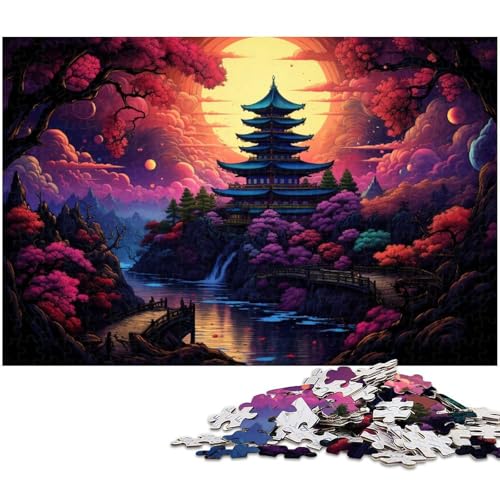 1000 teiliges Puzzlespiel Farbpagode Puzzles für Kinder Holzpuzzle 1000 Teile (75 x 50 cm) von zouxangzz