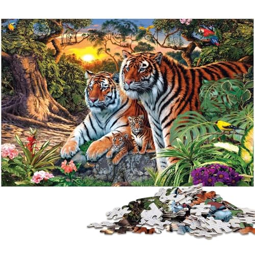 1000 teiliges Puzzlespiel Tiger Puzzles für Kinder Holzpuzzle (Größe 75 x 50 cm) von zouxangzz