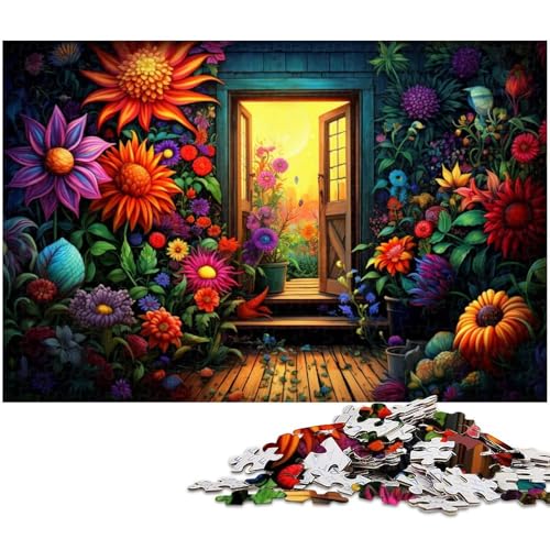 1000 teiliges Puzzlespiel buntes Blumenhaus Puzzle für Kinder Holzpuzzle 1000 Stück (75 x 50 cm) von zouxangzz