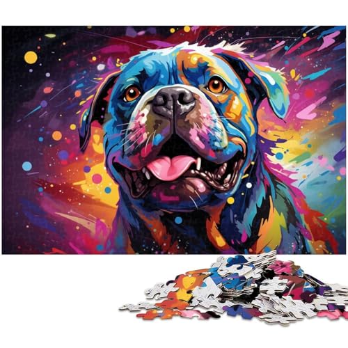 1000 teiliges Puzzlespiel buntes Mops Gemälde Puzzles für Kinder Holzpuzzle 1000 Teile (75 x 50 cm) von zouxangzz