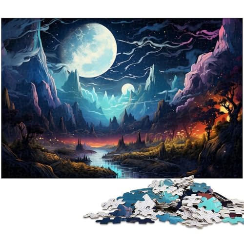 1000 teiliges Puzzlespiel farbenfrohe künstlerische Mondlandschaft Puzzles für Kinder Holzpuzzle 1000 Teile (75 x 50 cm) von zouxangzz