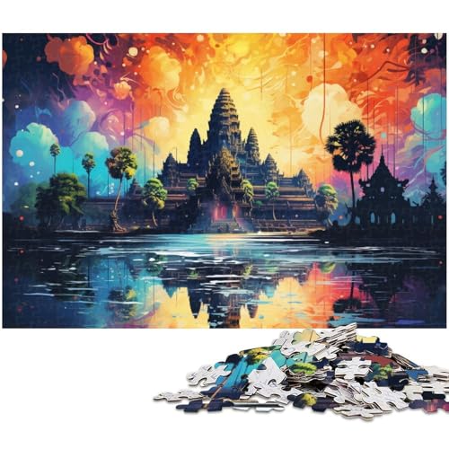 1000 teiliges Puzzlespiel farbenfrohes Angkor Wat in Kambodscha Puzzle für Kinder Holzpuzzle 1000 Teile (75 x 50 cm) von zouxangzz