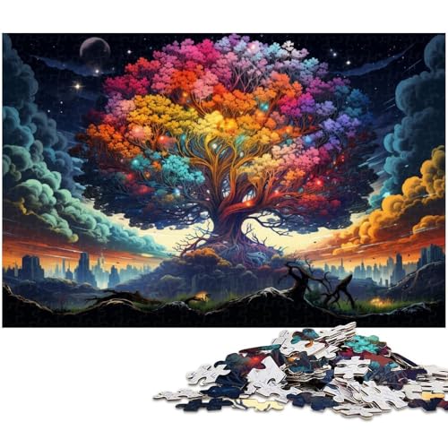 1000 teiliges Puzzlespiel farbenfrohes Fantasiebaum Puzzle für Kinder Holzpuzzle 1000 Teile (75 x 50 cm) von zouxangzz
