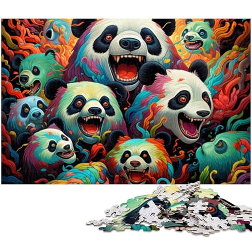 1000 teiliges Puzzlespiel farbenfrohes Panda Puzzle für Kinder Holzpuzzle (Größe 75 x 50 cm) von zouxangzz