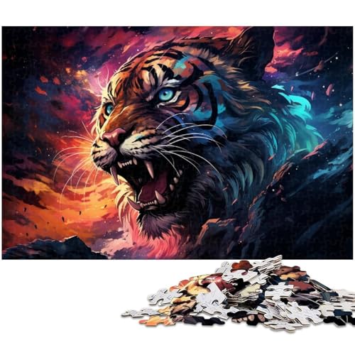 1000 teiliges Puzzlespiel farbenfrohes künstlerisches Tiger Puzzle für Kinder Holzpuzzle 1000 Teile (75 x 50 cm) von zouxangzz