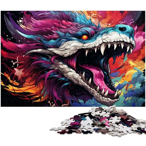 1000 teiliges Puzzlespiel farbenfrohes psychedelisches Drachen Kunst Puzzle für Kinder Holzpuzzle 1000 Teile (75 x 50 cm) von zouxangzz
