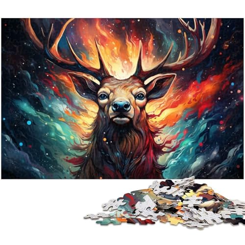 1000 teiliges Puzzlespiel farbiges Sikahirsch Puzzle für Kinder Holzpuzzle 1000 Teile (75 x 50 cm) von zouxangzz