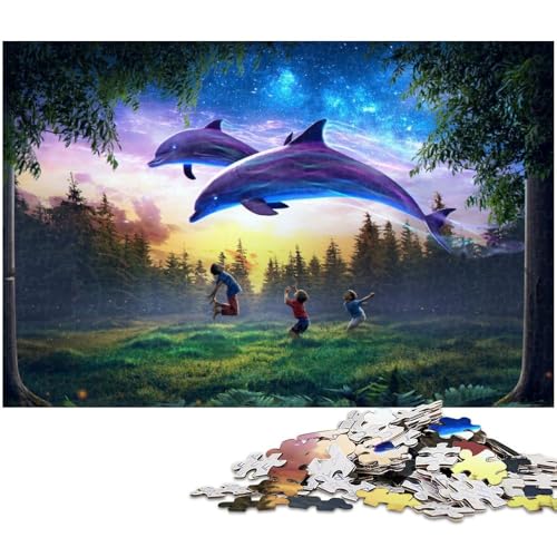 1000 teiliges Puzzlespiel mit Delfinmanipulation Puzzle für Kinder Holzpuzzle (Größe 75 x 50 cm) von zouxangzz