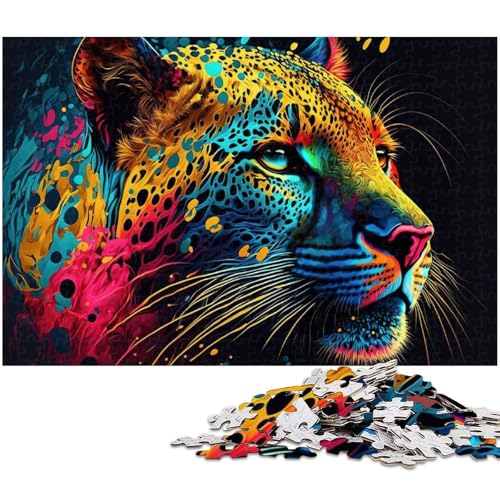 1000 teiliges Puzzlespiel mit Leoparden Tier Puzzles für Kinder Holzpuzzle 1000 Teile (75 x 50 cm) von zouxangzz