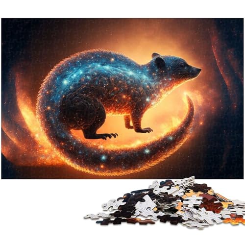 1000 teiliges Puzzlespiel mit Waschbär Geistertier Puzzle für Kinder Holzpuzzle (Größe 75 x 50 cm) von zouxangzz