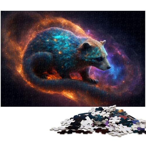 1000 teiliges Puzzlespiel mit Waschbären Puzzles für Kinder Holzpuzzle (Größe 75 x 50 cm) von zouxangzz