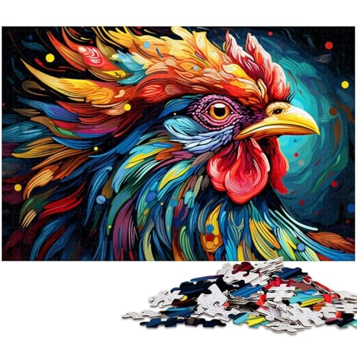 1000 teiliges Puzzlespiel psychedelisches buntes Hühner Puzzle für Kinder Holzpuzzle 1000 Teile (75 x 50 cm) von zouxangzz